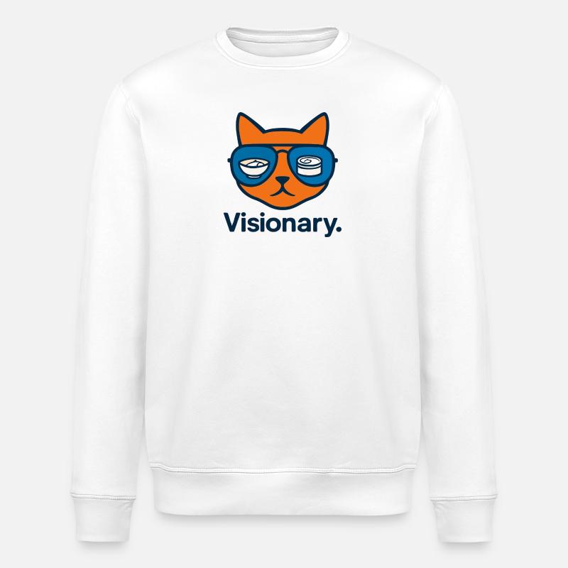 Visionäre Sushi-Katze mit Brille - Stanley/Stella Unisex Bio-Sweatshirt ROLLER - Weiß