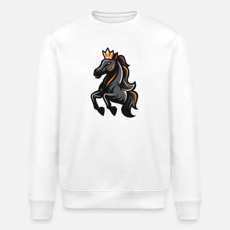 Cheval Cartoon Couronne - Sweat bio ROLLER Stanley/Stella Unisexe - blanc