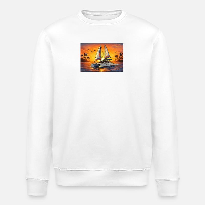 Katamaran Catamaran Sunset Fun - Stanley/Stella Unisex Bio-Sweatshirt ROLLER - Weiß