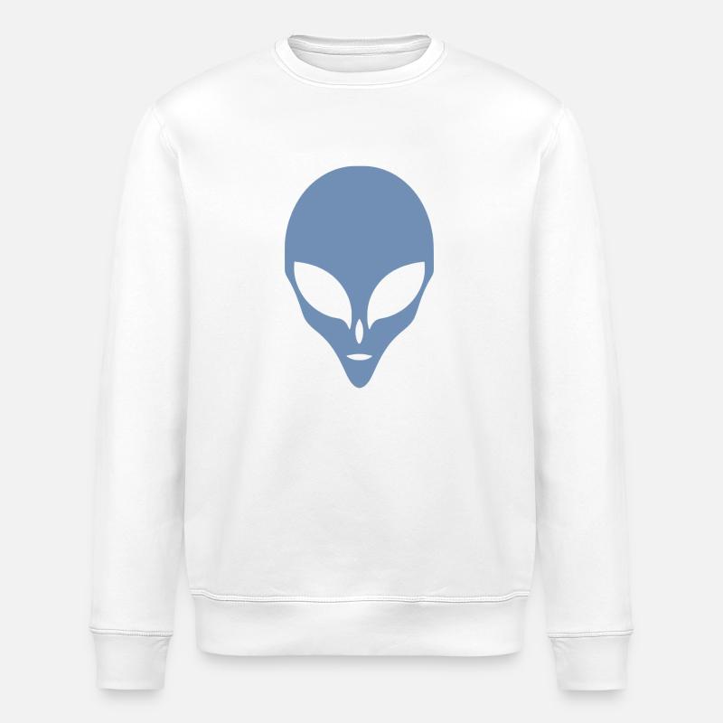 Alien Silhouette Kopf Gesicht - Stanley/Stella Unisex Bio-Sweatshirt ROLLER - Weiß