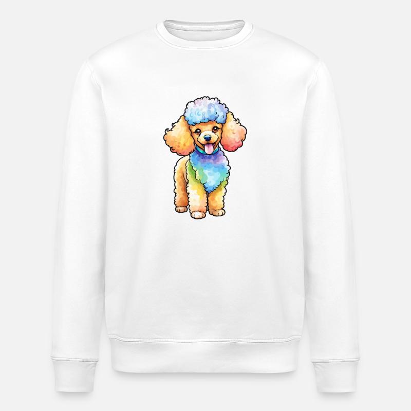 Pudel Wasserfarben - Stanley/Stella Unisex Bio-Sweatshirt ROLLER - Weiß