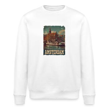 Vintage Amsterdam Kanal Niederlande Holland - Stanley/Stella Unisex Bio-Sweatshirt ROLLER - Weiß - Vorne - Nik (191cm)
