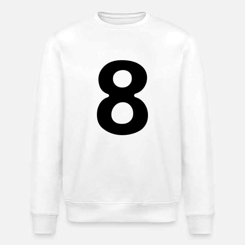 Comic Number 8 Eight - Stanley/Stella ROLLER Unisex Organic Sweatshirt - white