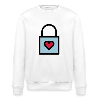 Padlock, love lock - Stanley/Stella ROLLER Unisex Organic Sweatshirt - white - Front - Nik (191cm)