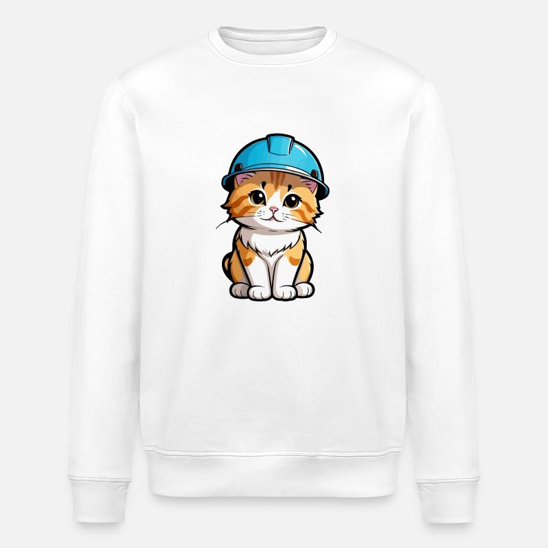 Kätzchen mit Schutzhelm - Stanley/Stella Unisex Bio-Sweatshirt ROLLER - Weiß