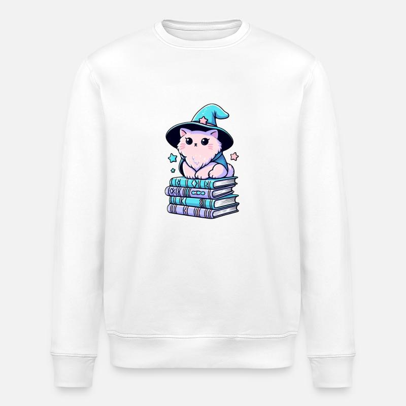 Magischer Kätzchen-Zauberer - Stanley/Stella Unisex Bio-Sweatshirt ROLLER - Weiß