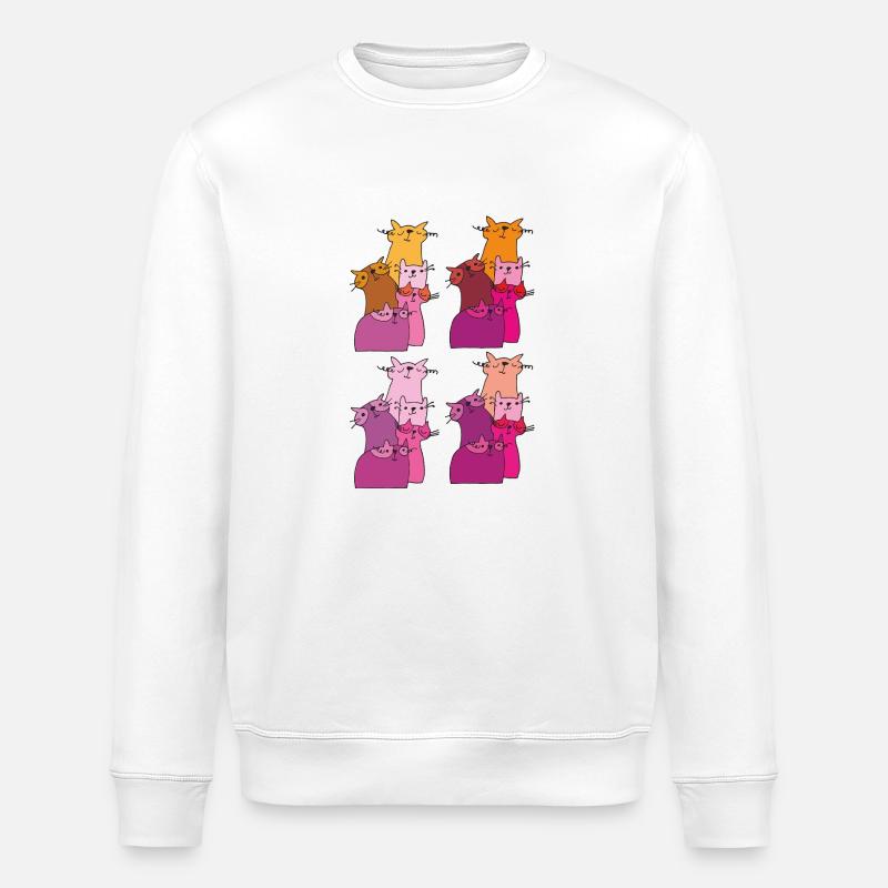 Les chats rencontrent le motif - Sweat bio ROLLER Stanley/Stella Unisexe - blanc