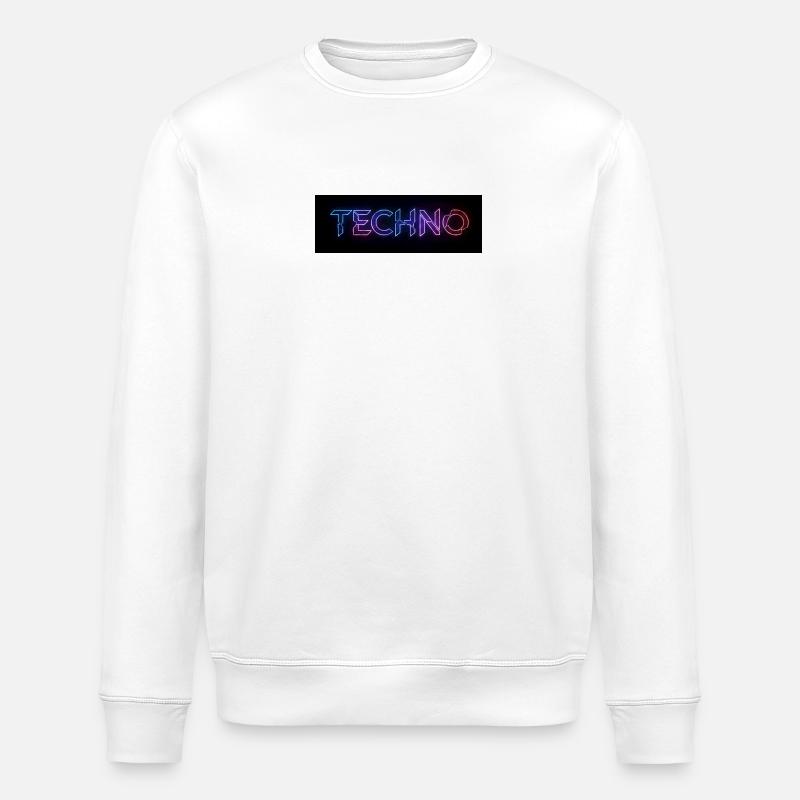 Techno Neon Glitch Text - Stanley/Stella ROLLER Unisex Organic Sweatshirt - white