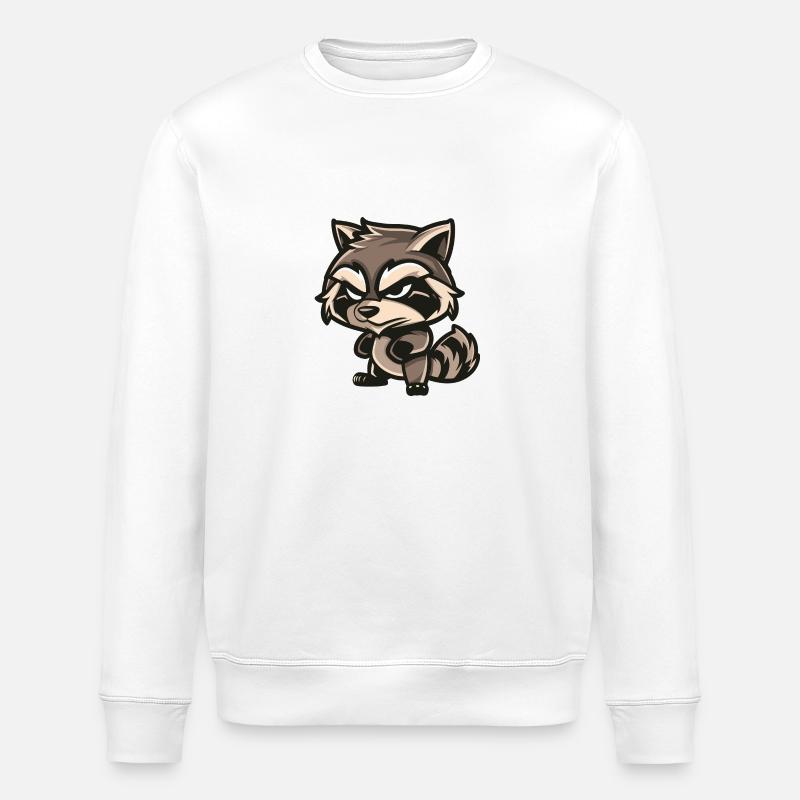 Raccoon Comic - Stanley/Stella ROLLER Unisex Organic Sweatshirt - white