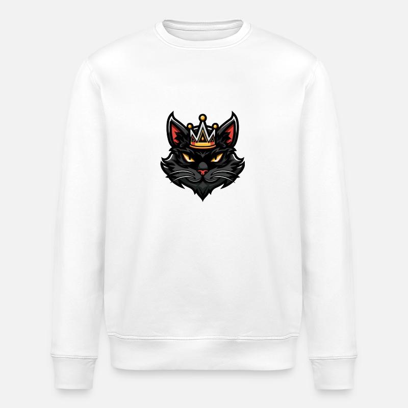 Cat Symbol Head Crown - Stanley/Stella ROLLER Unisex Organic Sweatshirt - white