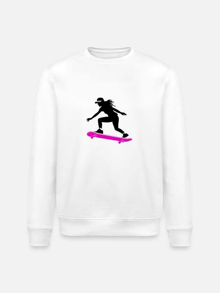Skateboarding Woman Symbol Skateboard - Stanley/Stella ROLLER Unisex Organic Sweatshirt - white