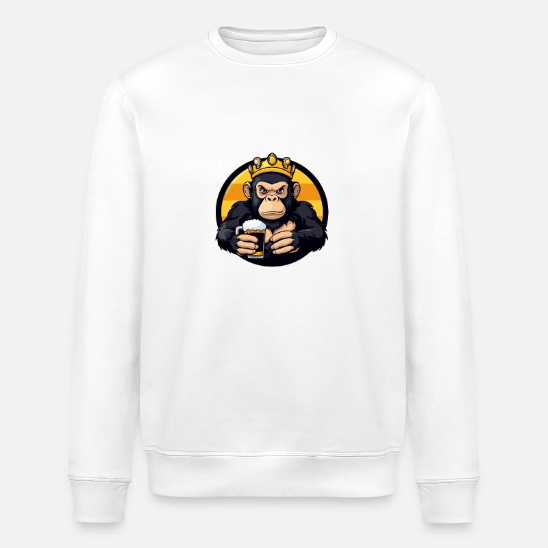 Monkey Beer Comic - Stanley/Stella ROLLER Unisex Organic Sweatshirt - white
