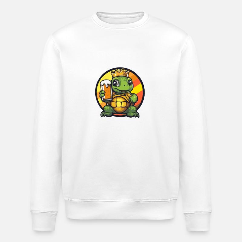 Schildkröte Bier Comic - Stanley/Stella Unisex Bio-Sweatshirt ROLLER - Weiß