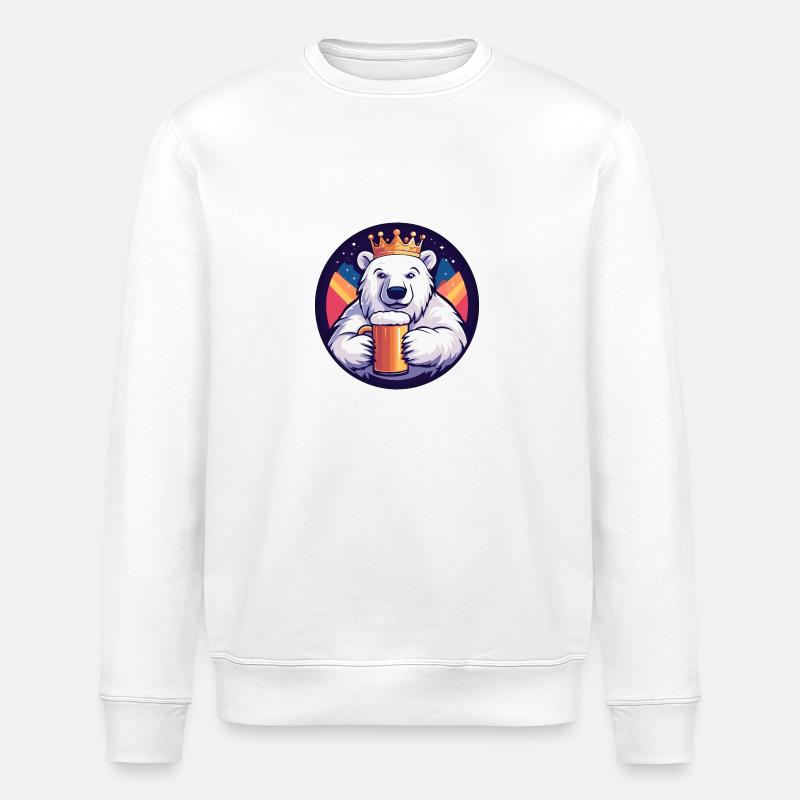 Polar Bear Beer Comic - Stanley/Stella ROLLER Unisex Organic Sweatshirt - white