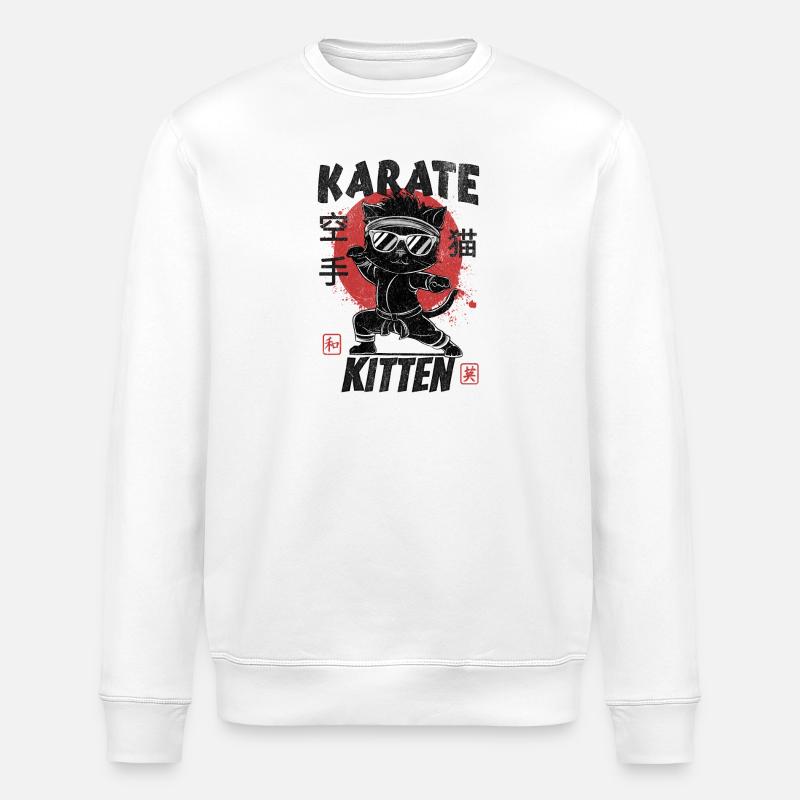 karate kitten - Stanley/Stella Unisex Bio-Sweatshirt ROLLER - Weiß