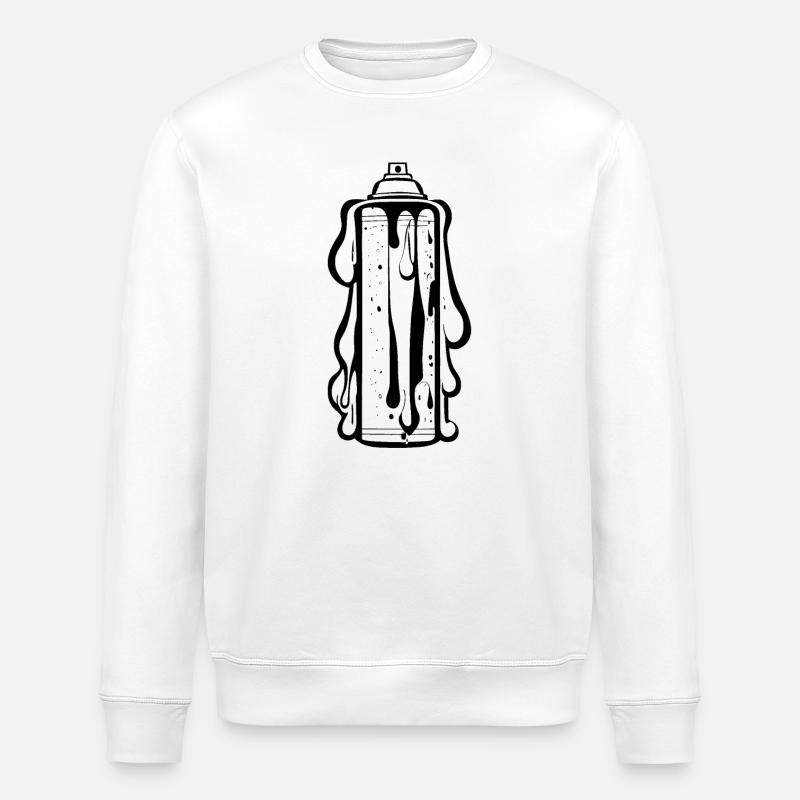 Comic Spray Can with Drops - Stanley/Stella ROLLER Unisex Organic Sweatshirt - white