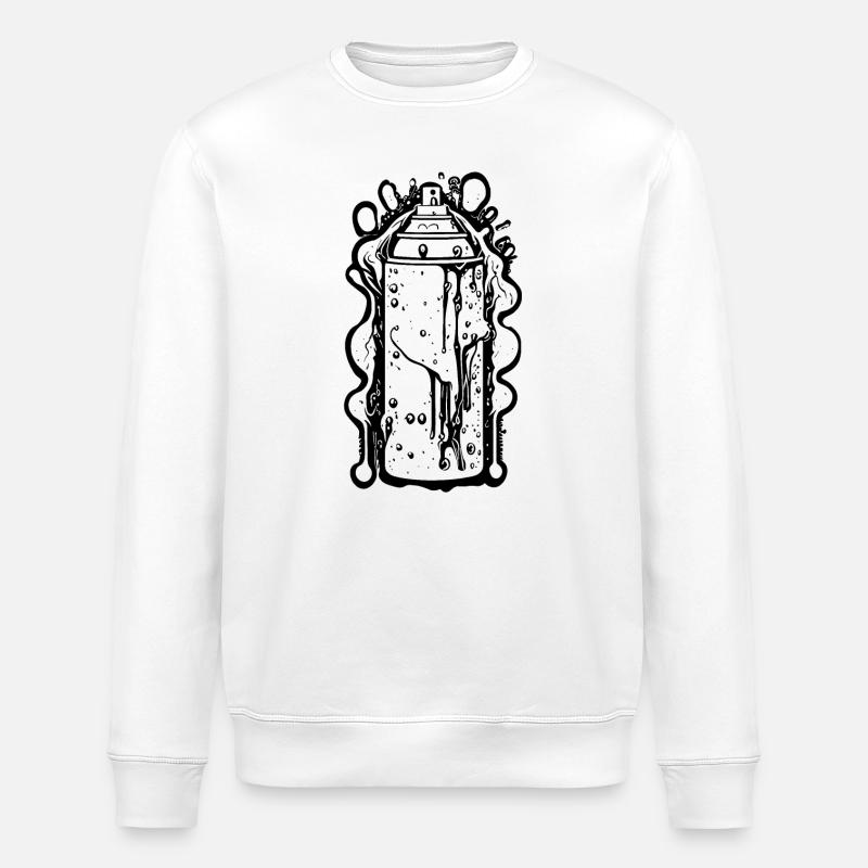 Coole Comic Sprühdose mit Tropfen - Stanley/Stella Unisex Bio-Sweatshirt ROLLER - Weiß