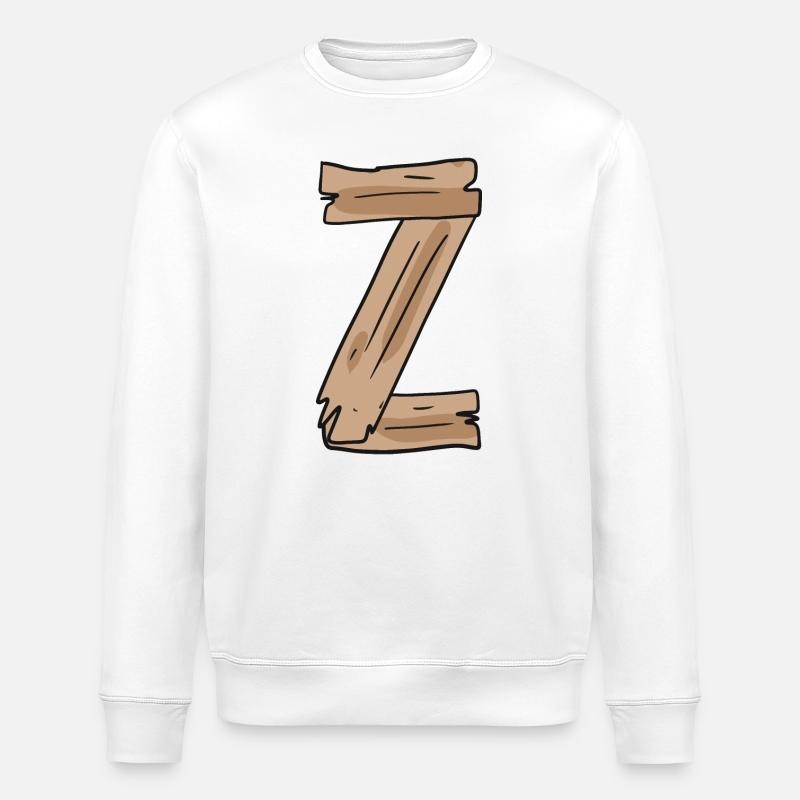 Buchstabe Z Holz Holzbuchstabe Name - Stanley/Stella Unisex Bio-Sweatshirt ROLLER - Weiß