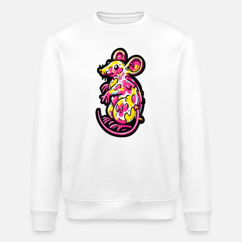 Maus Ratte Bunt Kunst - Stanley/Stella Unisex Bio-Sweatshirt ROLLER - Weiß
