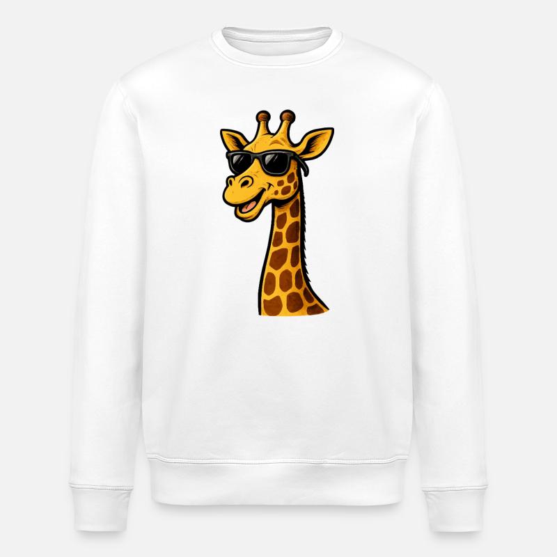 Giraffe mit Sonnenbrille - Stanley/Stella Unisex Bio-Sweatshirt ROLLER - Weiß