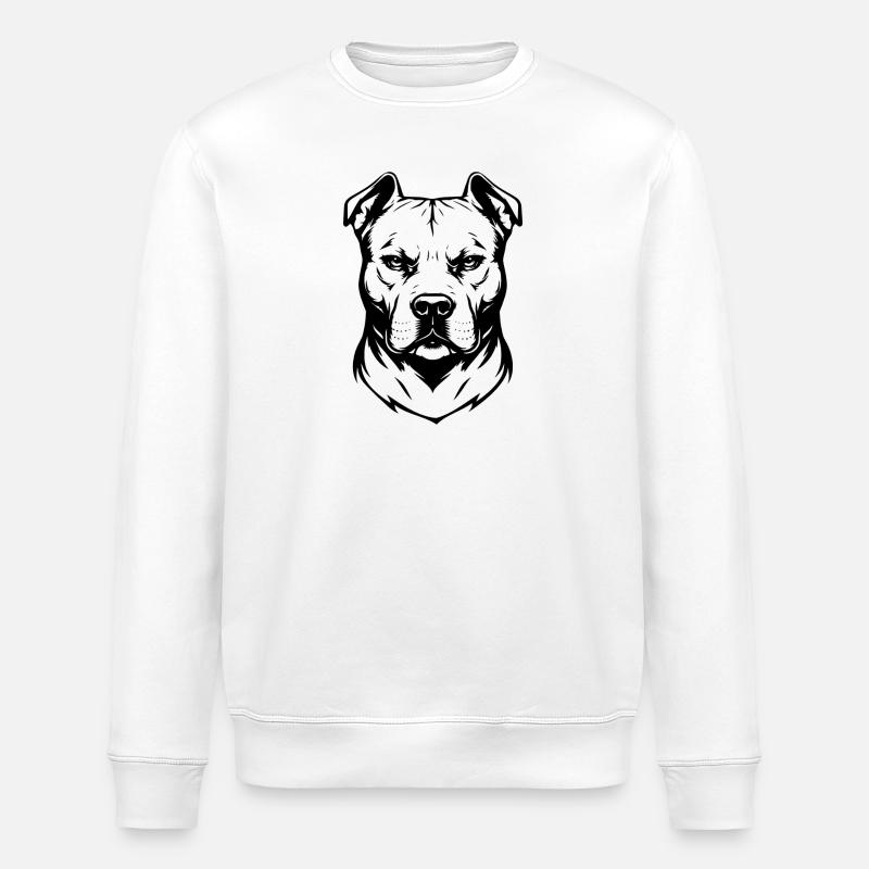 Pitbull Kopf Design schwarz - Stanley/Stella Unisex Bio-Sweatshirt ROLLER - Weiß