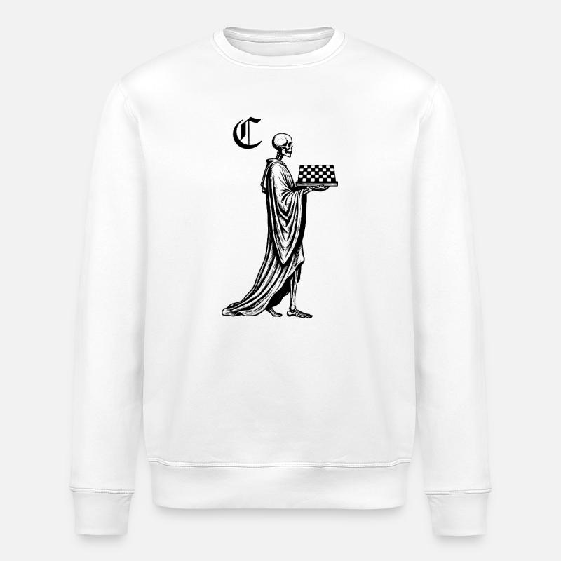 skeleton with chessboard - Stanley/Stella ROLLER Unisex Organic Sweatshirt - white