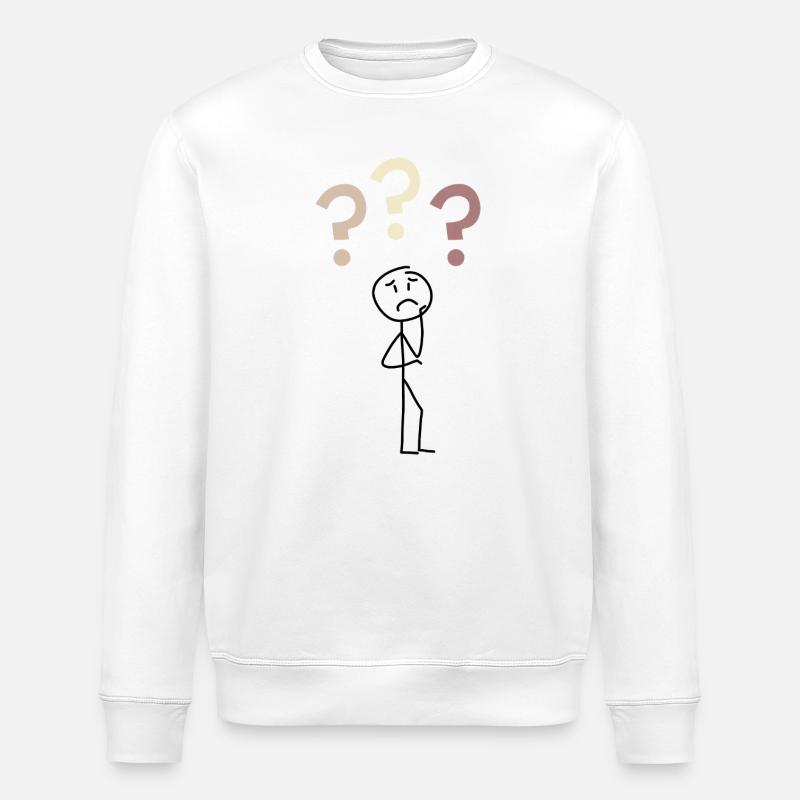 Three Question Marks – Minimal Mystery Design - Stanley/Stella ROLLER Unisex Organic Sweatshirt - white