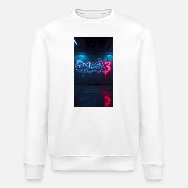 Omega3 Neon Graffiti - Stanley/Stella ROLLER Unisex Organic Sweatshirt - white
