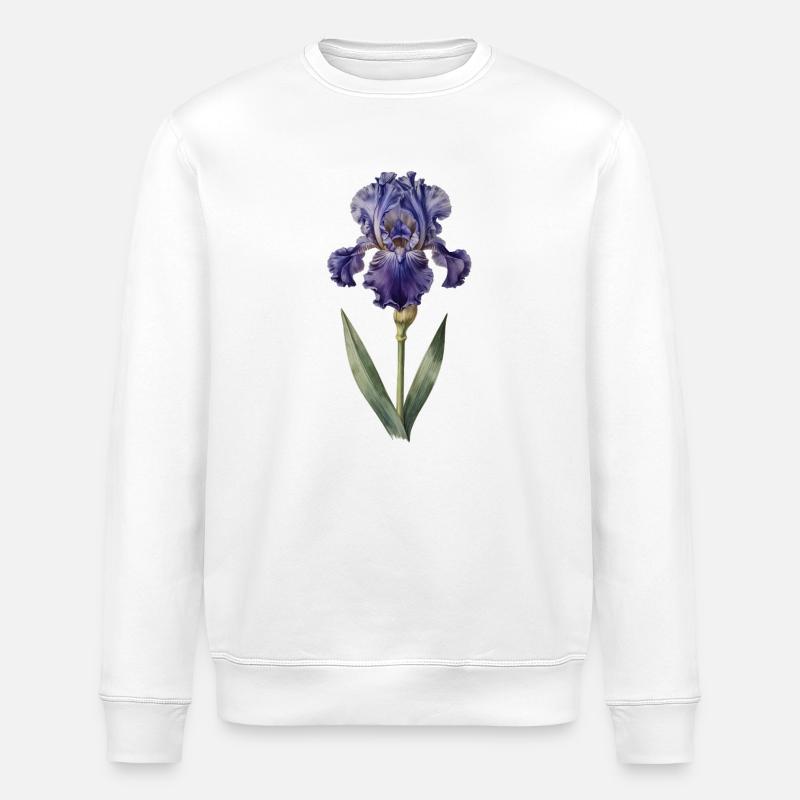 Iris violet sur tige délicate - Sweat bio ROLLER Stanley/Stella Unisexe - blanc