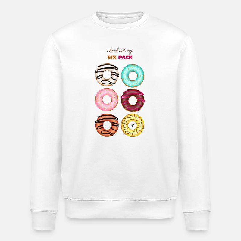 Sechs glasierte Donuts Abbildung mit Inschrift - Stanley/Stella Unisex Bio-Sweatshirt ROLLER - Weiß