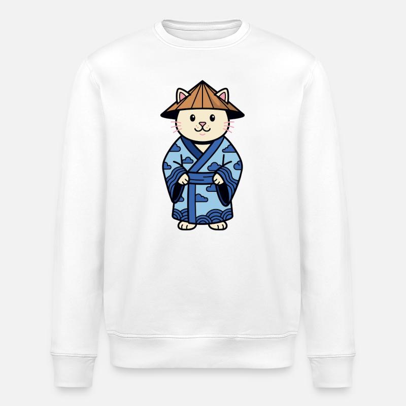Chat de Chine mignon - Sweat bio ROLLER Stanley/Stella Unisexe - blanc