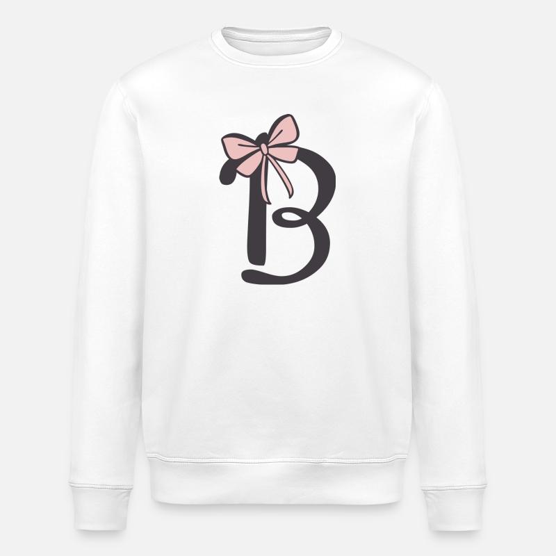 Ruban lettre initiale B - Sweat bio ROLLER Stanley/Stella Unisexe - blanc