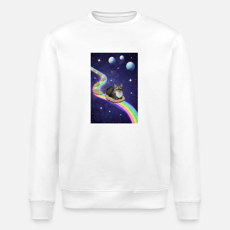 Süße Weltraumkatze - Stanley/Stella Unisex Bio-Sweatshirt ROLLER - Weiß