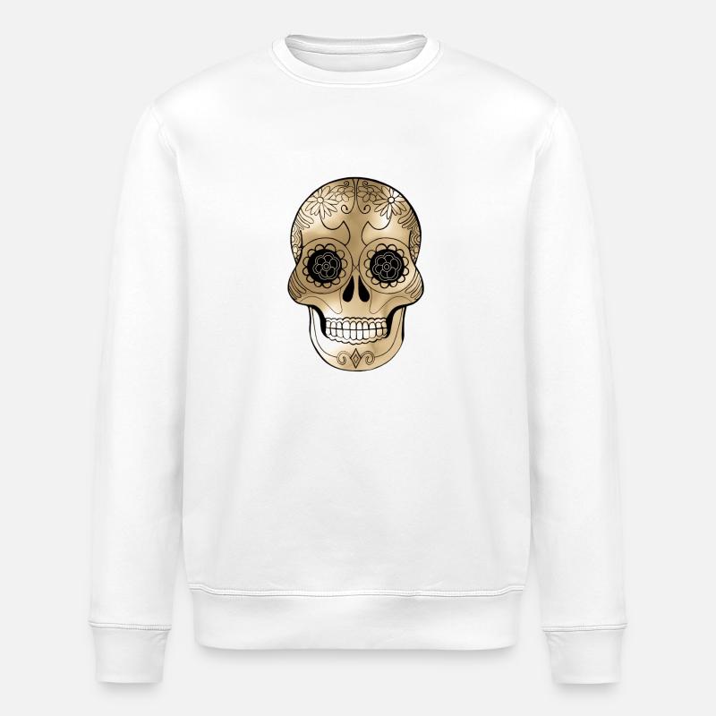 Totenkopf v.2 Gold - Stanley/Stella Unisex Bio-Sweatshirt ROLLER - Weiß
