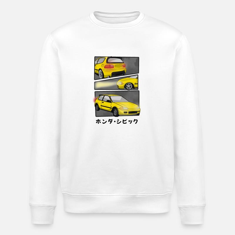 SUNRISE YELLOW CAR COMIC / HATCHBACK - Stanley/Stella Unisex Bio-Sweatshirt ROLLER - Weiß