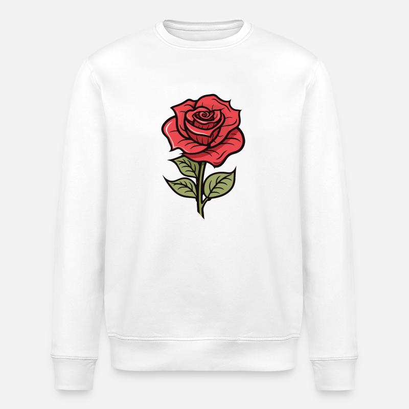 Fleur d’amour rose - Sweat bio ROLLER Stanley/Stella Unisexe - blanc