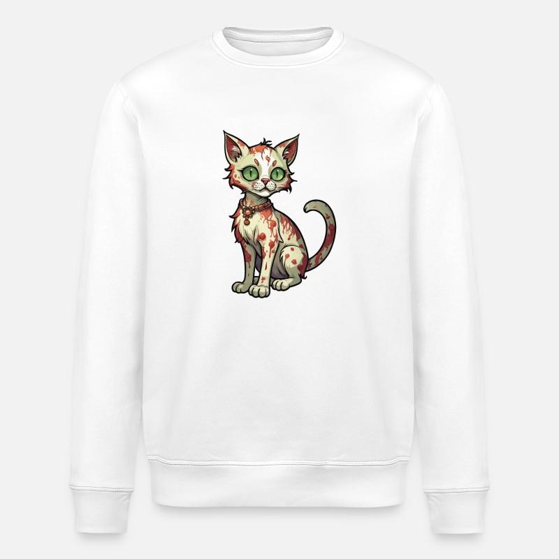 Illustration de chat zombie - Sweat bio ROLLER Stanley/Stella Unisexe - blanc