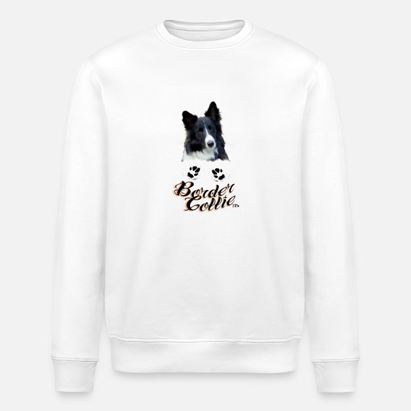 Border Collie Pfötchen - Stanley/Stella Unisex Bio-Sweatshirt ROLLER - Weiß
