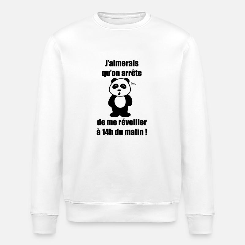 Pas du matin panda - Sweat bio ROLLER Stanley/Stella Unisexe - blanc