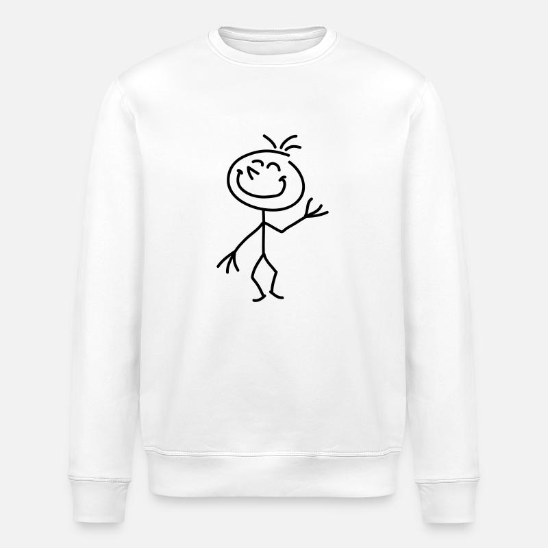 happy_stick_figure_1c - Stanley/Stella ROLLER Unisex Organic Sweatshirt - white