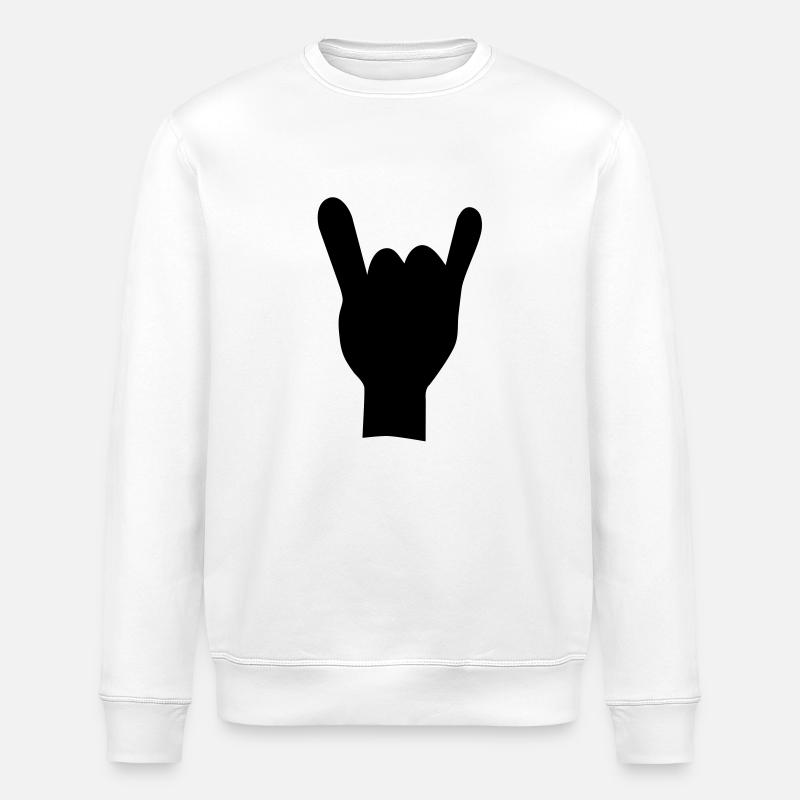 Rock and roll hand eu - Stanley/Stella ROLLER Unisex Organic Sweatshirt - white