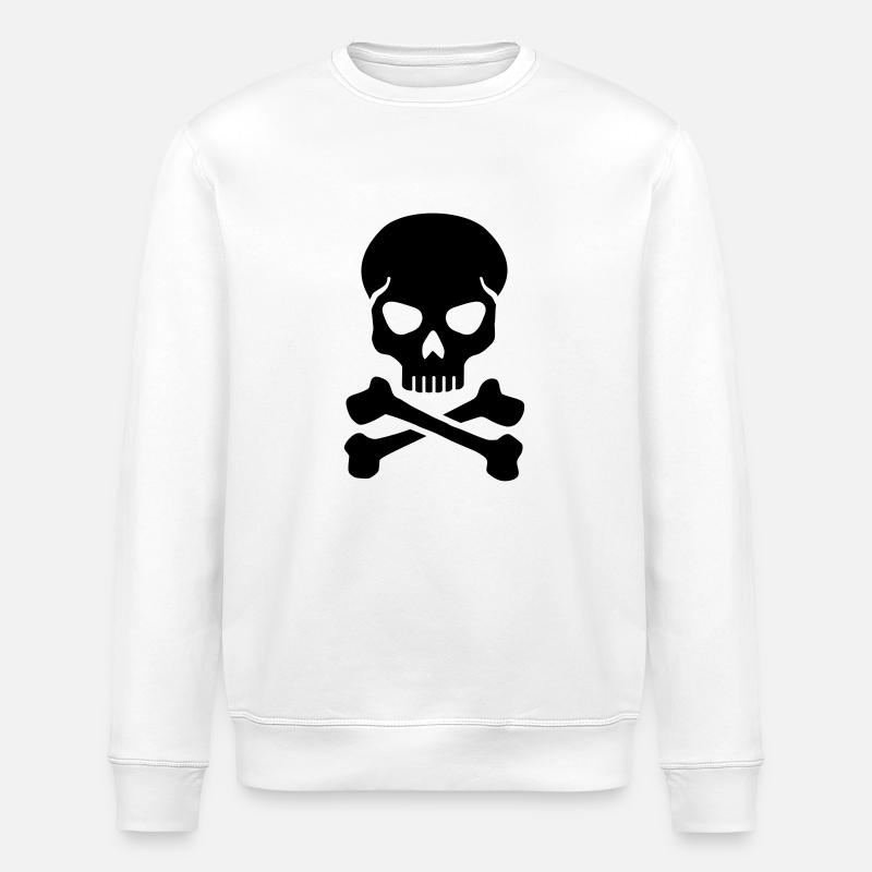 Crâne - Sweat bio ROLLER Stanley/Stella Unisexe - blanc