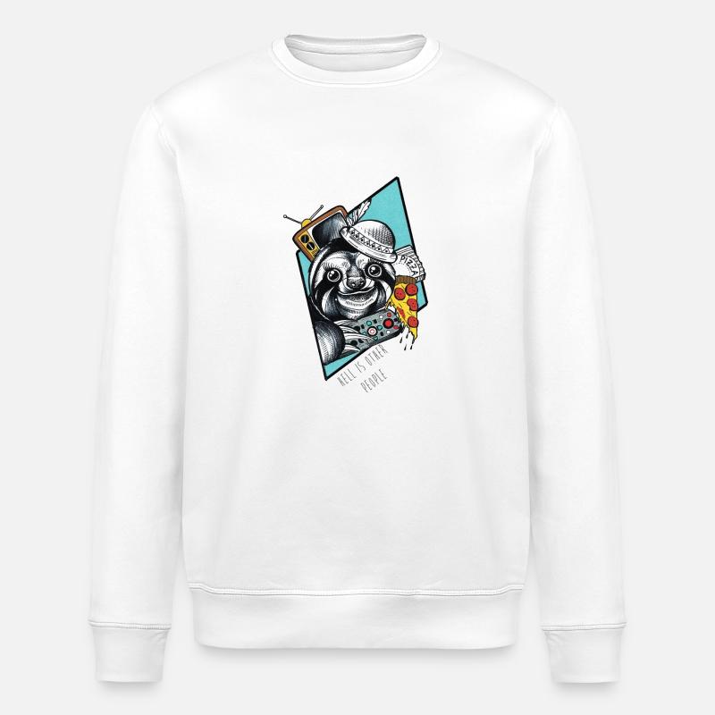 Pizza-Sloth - Stanley/Stella ROLLER Unisex Organic Sweatshirt - white