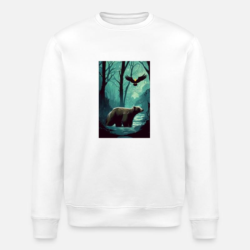 Tiere des Dunklen Waldes - Stanley/Stella Unisex Bio-Sweatshirt ROLLER - Weiß