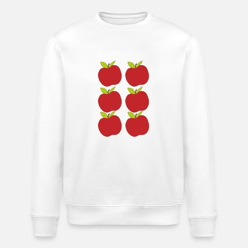 Apple Pattern Red 6-ply - Stanley/Stella ROLLER Unisex Organic Sweatshirt - white