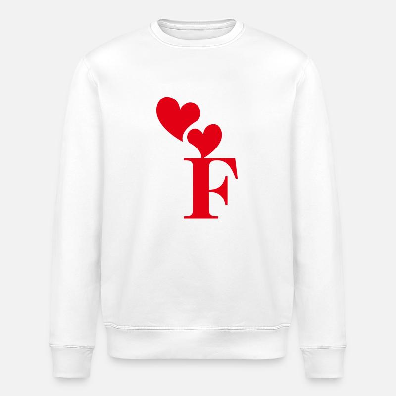 Buchstabe f rotes Herz - Stanley/Stella Unisex Bio-Sweatshirt ROLLER - Weiß