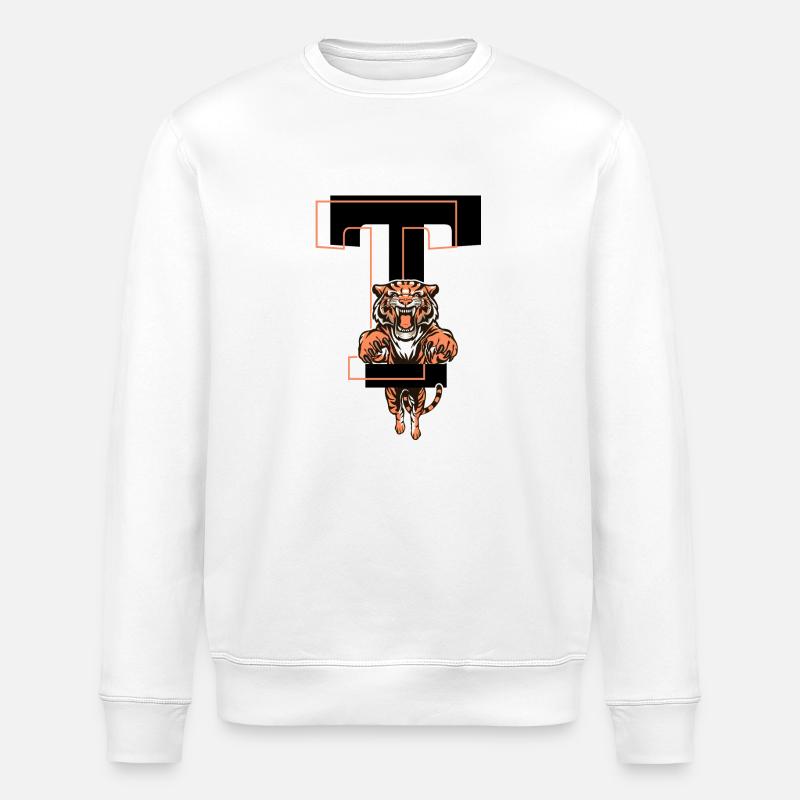 Tiger Letter T - Gift Idea - Stanley/Stella ROLLER Unisex Organic Sweatshirt - white
