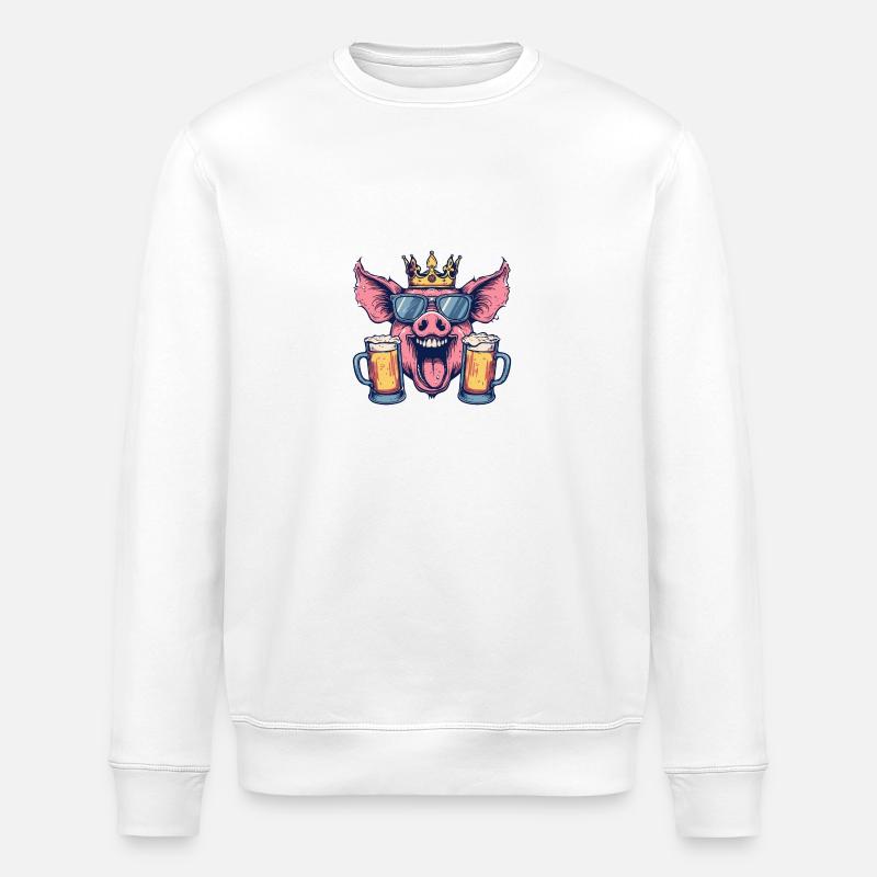 Pork Beer Party - Stanley/Stella ROLLER Unisex Organic Sweatshirt - white