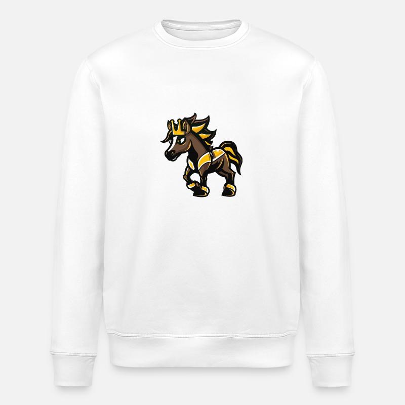 Pferd Comic Krone - Stanley/Stella Unisex Bio-Sweatshirt ROLLER - Weiß