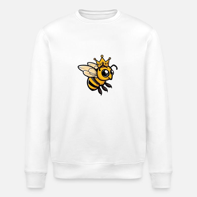 Biene Comic Krone - Stanley/Stella Unisex Bio-Sweatshirt ROLLER - Weiß